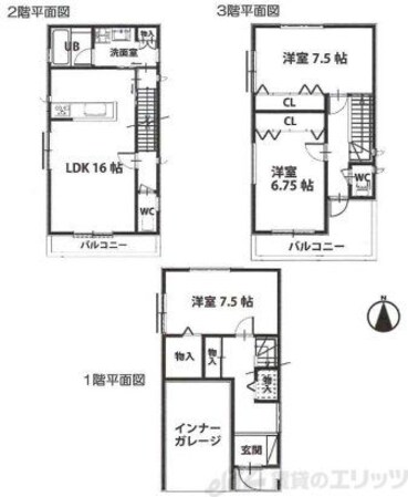 ファミリエ如是B棟の物件間取画像